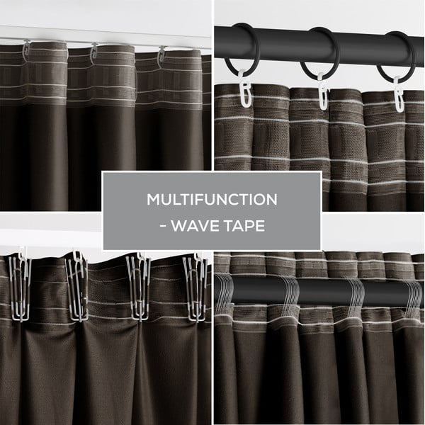 Brązowa aksamitna zasłona częściowo zaciemniająca (dimout) 140x270 cm – Restilo-image-4