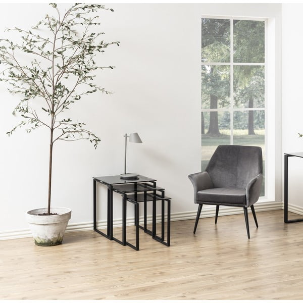 Zestaw 3 czarnych stolików z żelazną konstrukcją Actona Katrine-image-2