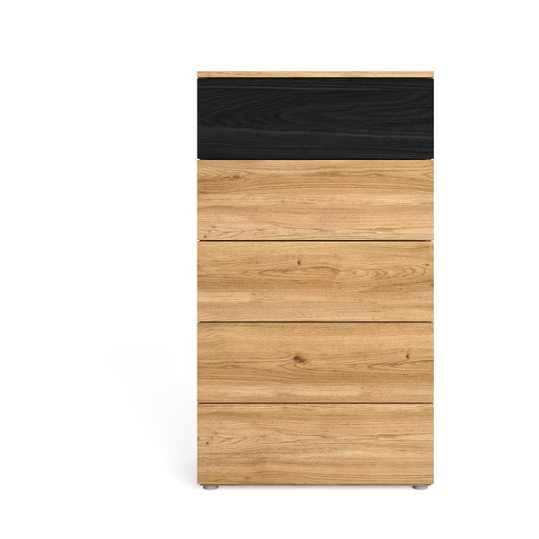 Czarna wysoka komoda w dekorze dębu 62x111 cm Care – Marckeric