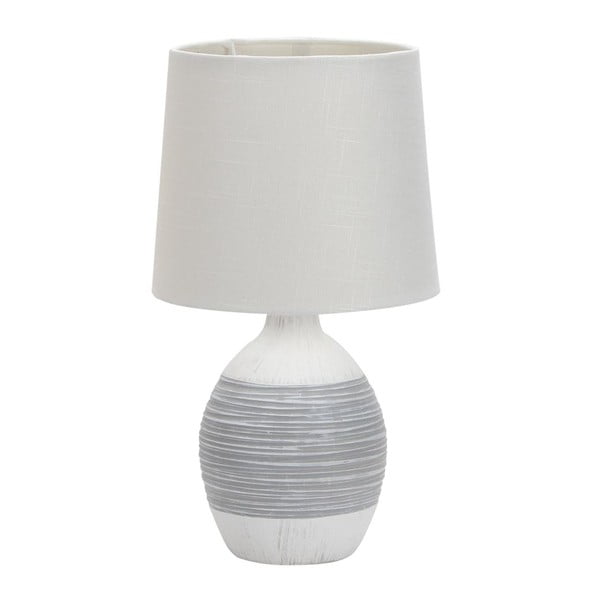 Jasnoszara lampa stołowa z tekstylnym kloszem (wys. 35 cm) Ambon – Candellux Lighting