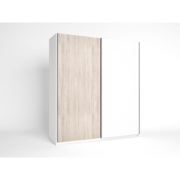 Biała szafa w dekorze dębu z drzwiami przesuwnymi 182x200 cm Sahara – Marckeric-image-2