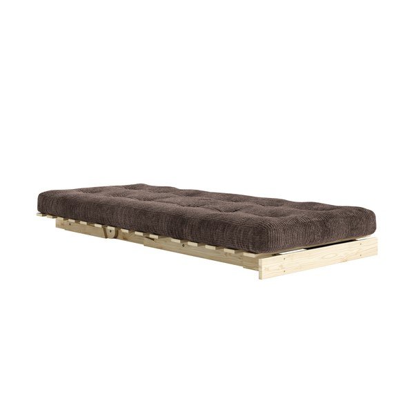 Ciemnobrązowy rozkładany sztruksowy fotel futon Roots – Karup-image-1