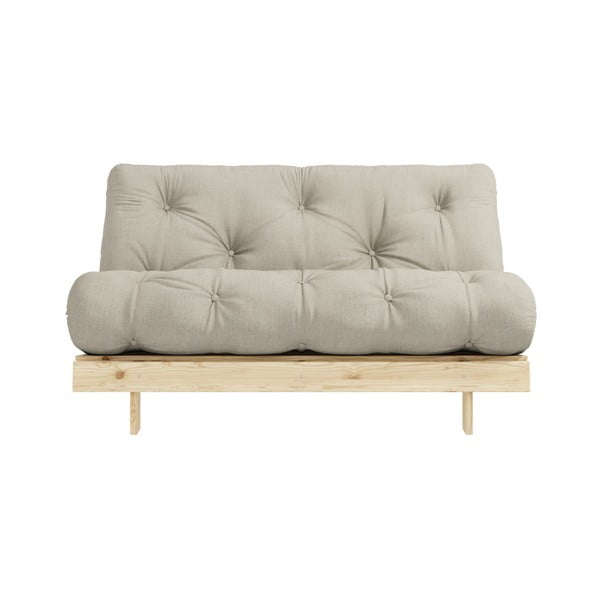 Szarobeżowa lniana rozkładana sofa 140 cm Roots – Karup Design-image-3