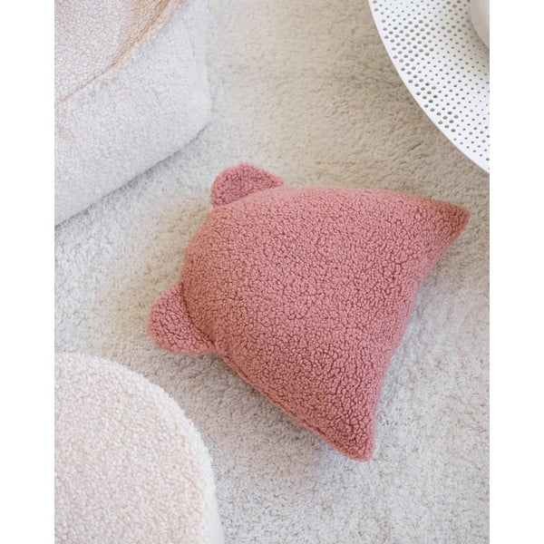 Różowa poduszka na sofę dziecięcą z materiału bouclé Bear – Wigiwama-image-4