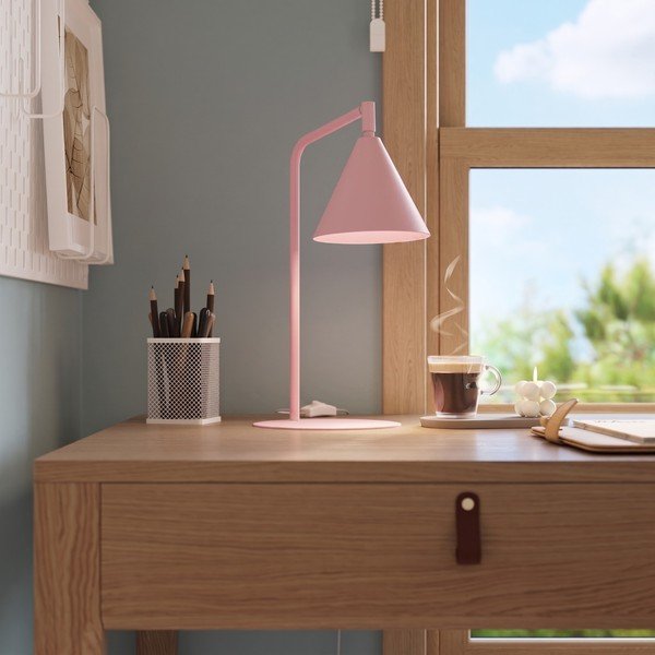 Różowa stalowa lampa stołowa z elastyczną konstrukcją (wysokość 35 cm) Zylo – Sollux-image-1