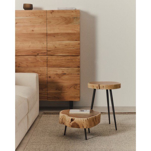 Okrągły stolik z blatem z drewna akacjowego w naturalnym kolorze 49x47 cm Tanive – Kave Home-image-1