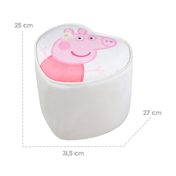 Biały aksamitny puf dziecięcy Peppa Pig – Roba-image-3