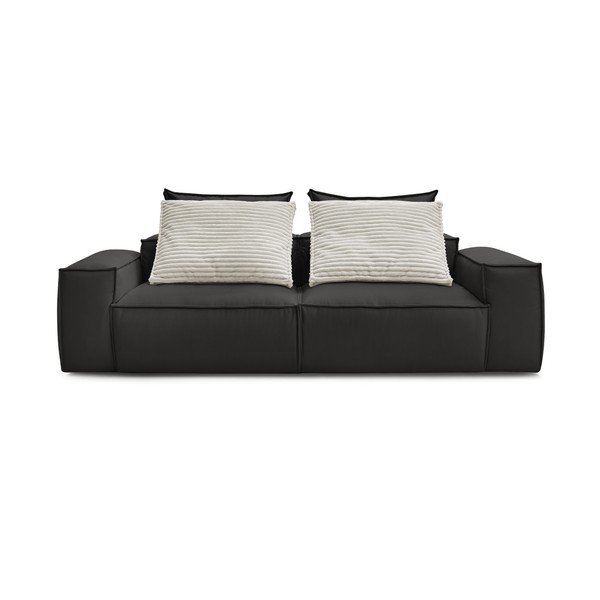 Czarna sofa z imitacji skóry 260 cm Boheme – Bobochic Paris