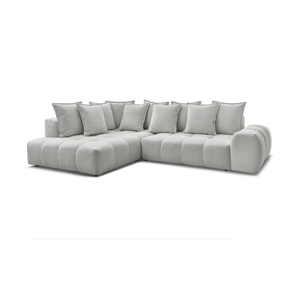 Jasnoszary rozkładany/ze schowkiem narożnik z tkaniny szenilowej (lewostronny/w kształcie litery L) Everest – Bobochic Paris-image-3