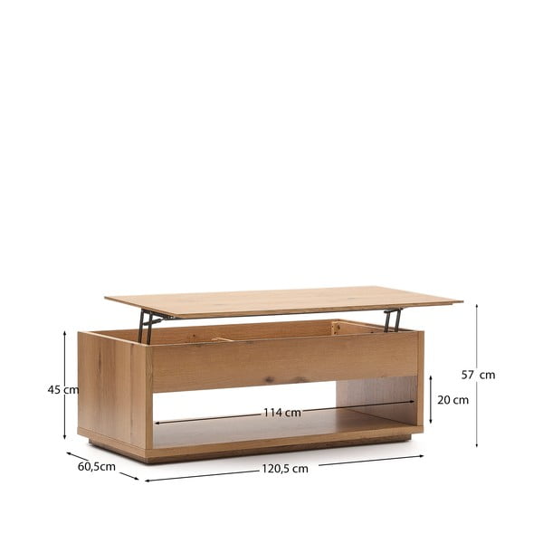 Stolik w dekorze dębu w naturalnym kolorze 60x120 cm Alguema – Kave Home-image-4