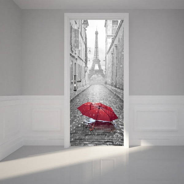 Elektrostatyczna naklejka na drzwi Ambiance Eiffel Tower and Umbrella, 83x204 cm