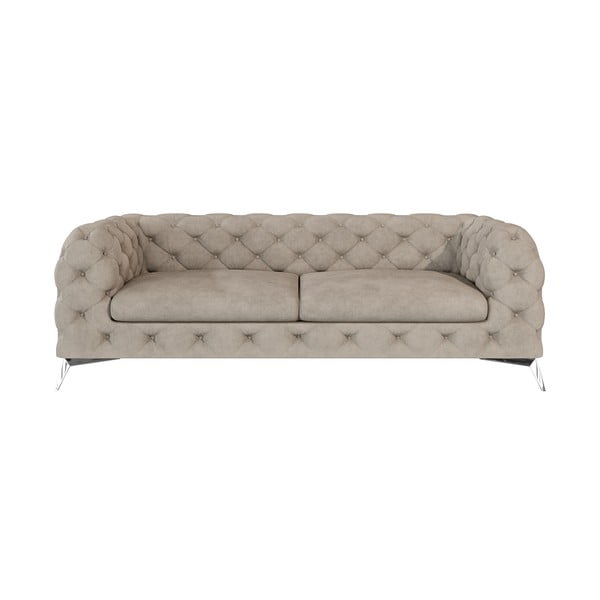 Szarobeżowa aksamitna sofa 225 cm Chelsea – Ropez