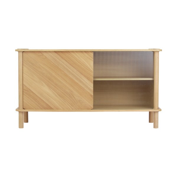 Witryna z litego drewna dębowego z drzwiami przesuwnymi w naturalnym kolorze 135x73,5x48 cm Italic – UMAGE-image-2