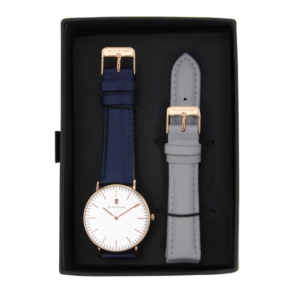 Komplet niebieskich zegarków damskich z paskami Black Oak Timer 