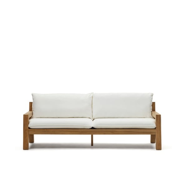 Biało-naturalna sofa ogrodowa z drewna tekowego Forcanera – Kave Home