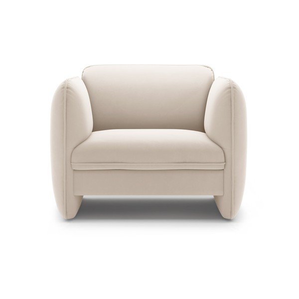 Kremowy aksamitny fotel Georgia – Micadoni -image-2