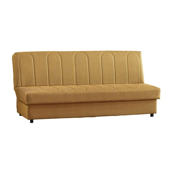 Żółtobrunatna trzyosobowa sofa rozkładana ze schowkiem Esidra Pause
