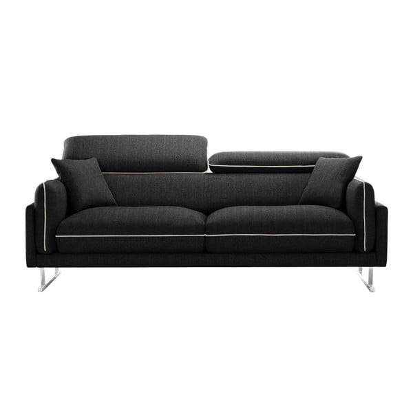 Czarna sofa 3-osobowa z kremowym wykończeniem L'Officiel Gigi
