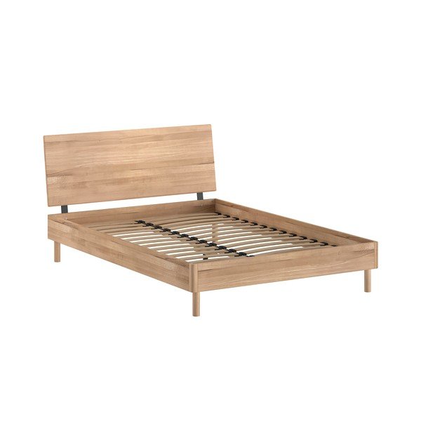 Łóżko dwuosobowe z litego drewna dębowego ze stelażem 140x200 cm w naturalnym kolorze Forrest – Vipack