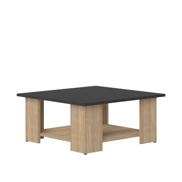 Stolik w dekorze dębowym z czarnym blatem 67x67 cm Square – TemaHome -image-2
