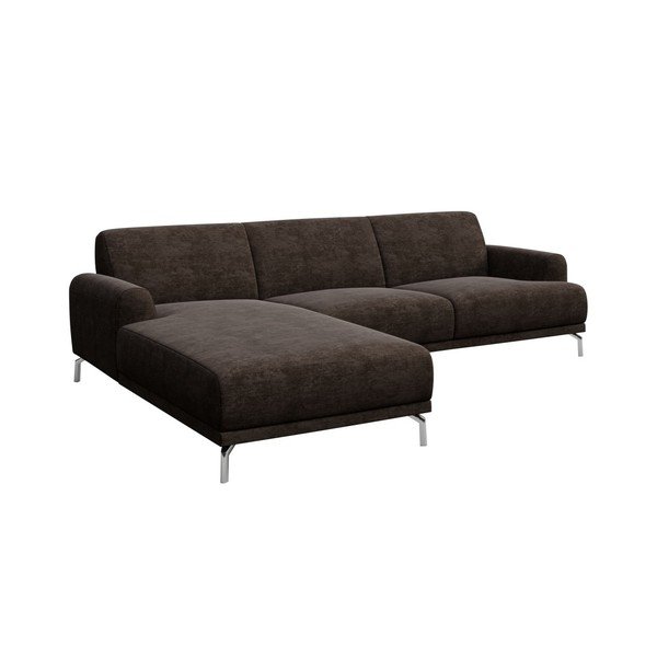 Ciemnobrązowa sofa narożna MESONICA Puzo, lewy róg-image-1