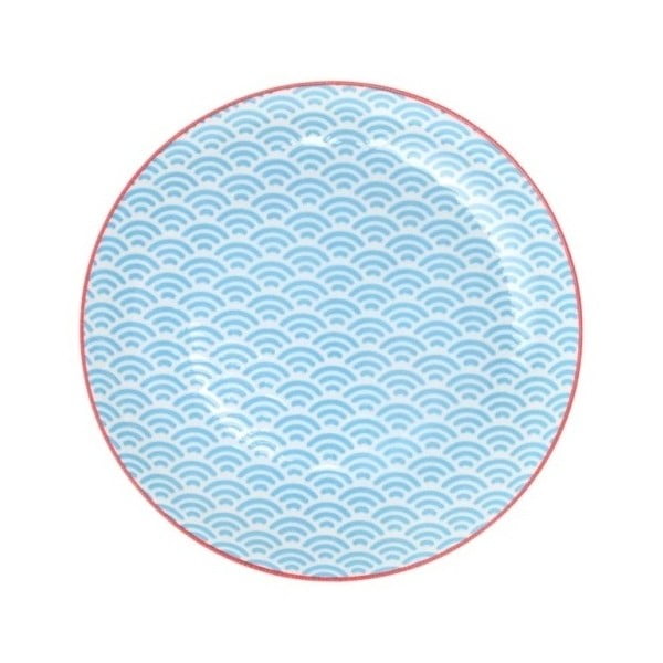 Niebieski talerz porcelanowy Tokyo Design Studio Wave, ⌀ 20,6 cm