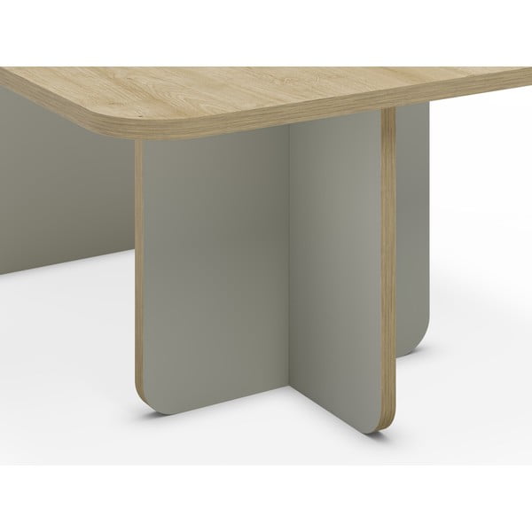 Jasnozielony/w naturalnym kolorze stolik z blatem w dekorze dębu 56x100 cm Hillary – Marckeric-image-4