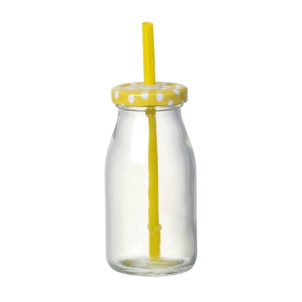 Szklana butelka ze słomką Bottle Yellow