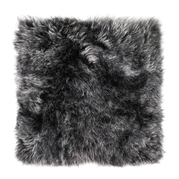 Antracytowa futrzana poduszka na krzesło z długim włosiem Arctic Fur Eglé, 37x37 cm