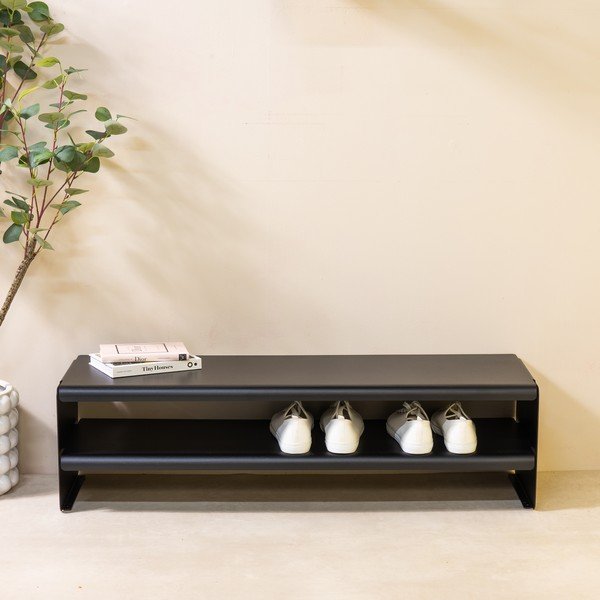 Czarna stalowa szafka na buty 101,5x28x31 cm Linea – Spinder Design-image-2