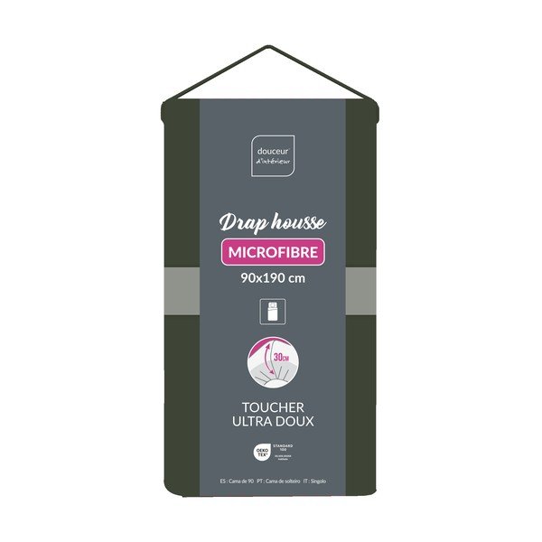 Prześcieradło z mikrowłókna z gumką w kolorze khaki 90x190 cm Oscar – douceur d'intérieur-image-1