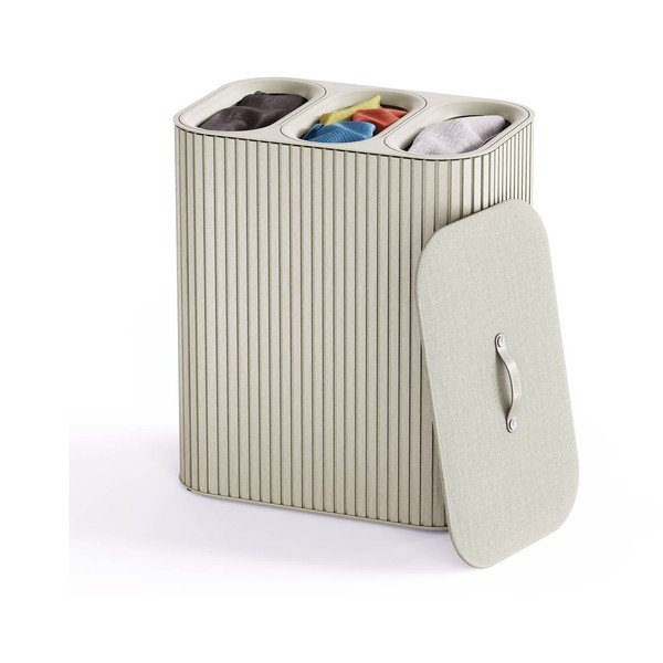 Beżowy bambusowy kosz na pranie 3x30 l Tota Trio Luxe – Joseph Joseph