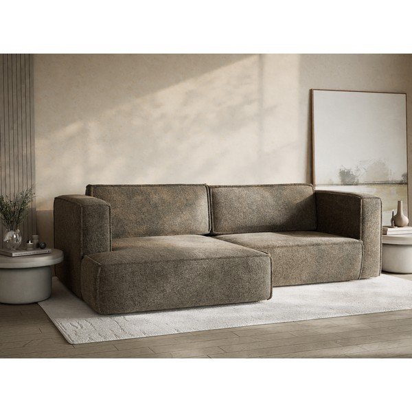 Brązowy rozkładany/ze schowkiem narożnik z tkaniny szenilowej (lewostronny/z szezlongiem) Velto – Maison de Rêve-image-4