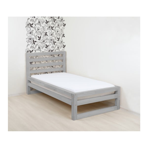 Szare drewniane łóżko 1-osobowe Benlemi DeLuxe, 190x120 cm