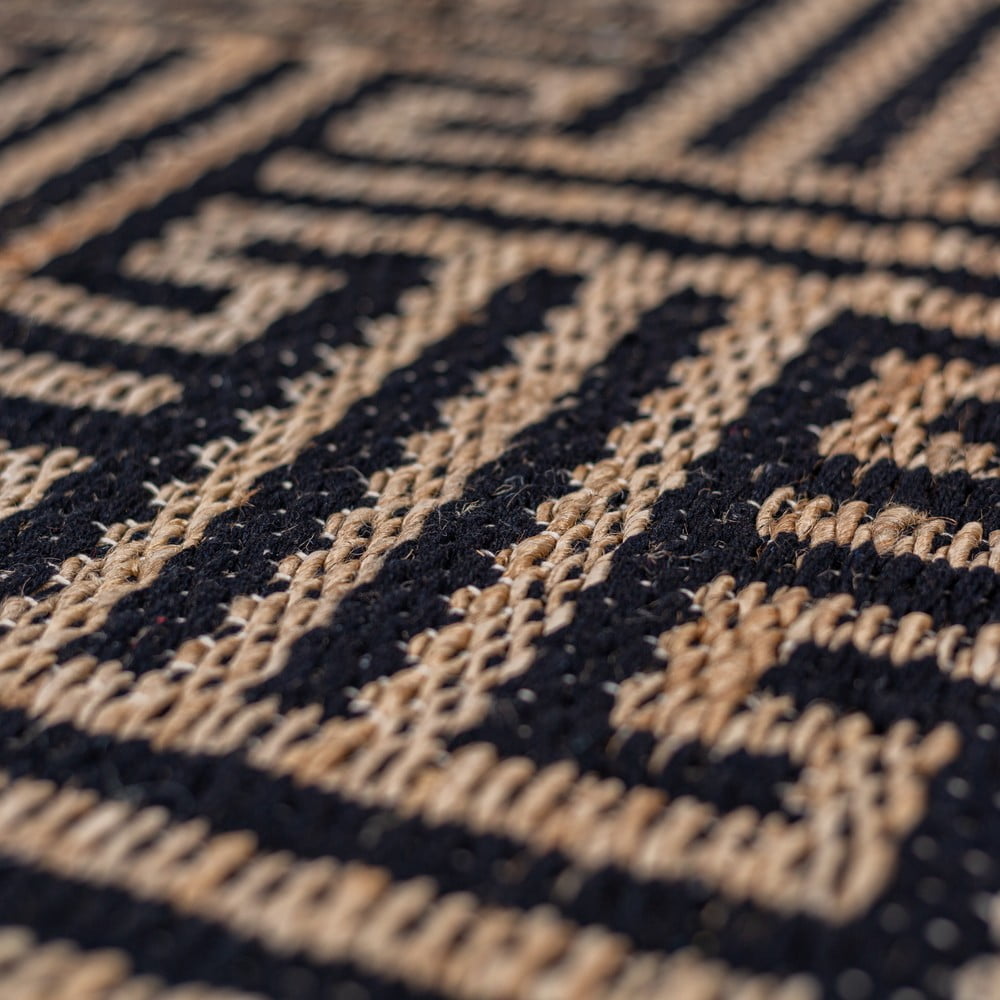 Czarno-naturalny dywan z mieszanki juty tkany ręcznie 120x170 cm Meander Jute – Flair Rugs (zdjęcie 3)