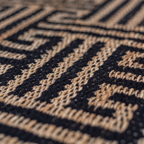 Czarno-naturalny dywan z mieszanki juty tkany ręcznie 120x170 cm Meander Jute – Flair Rugs-image-1