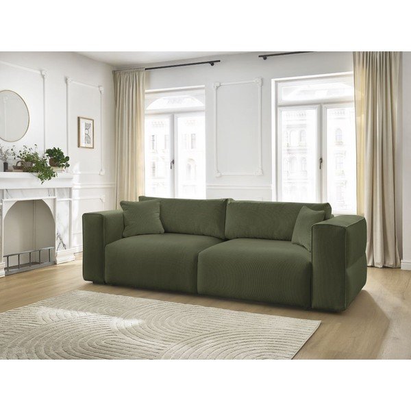 Zielona rozkładana/ze schowkiem sofa 265 cm Ezechiel – Bobochic Paris-image-1