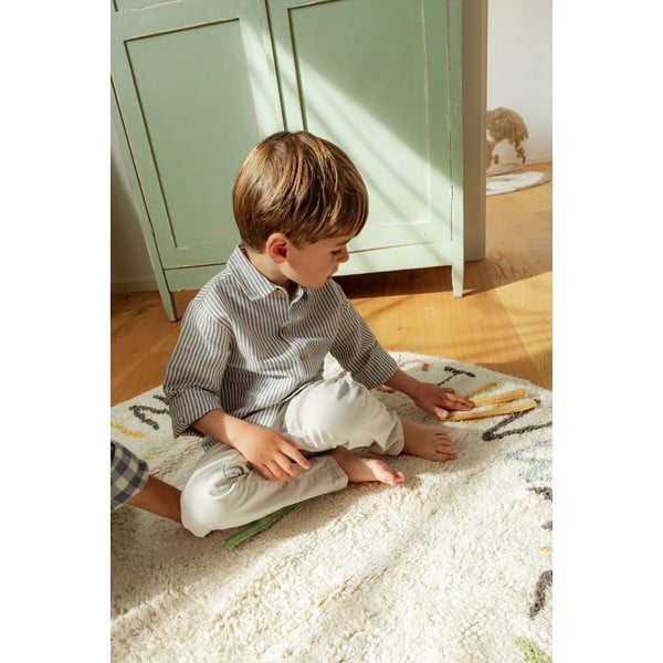 Kremowy bawełniany dziecięcy dywan do zabawy ø120 cm ABC Color and Letters – Lorena Canals-image-3