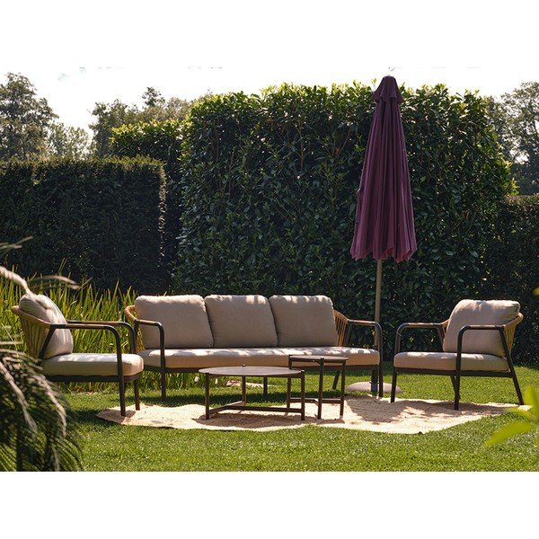 Beżowy aluminiowy zestaw mebli ogrodowych dla 5 osób Nice – Hartman-image-3