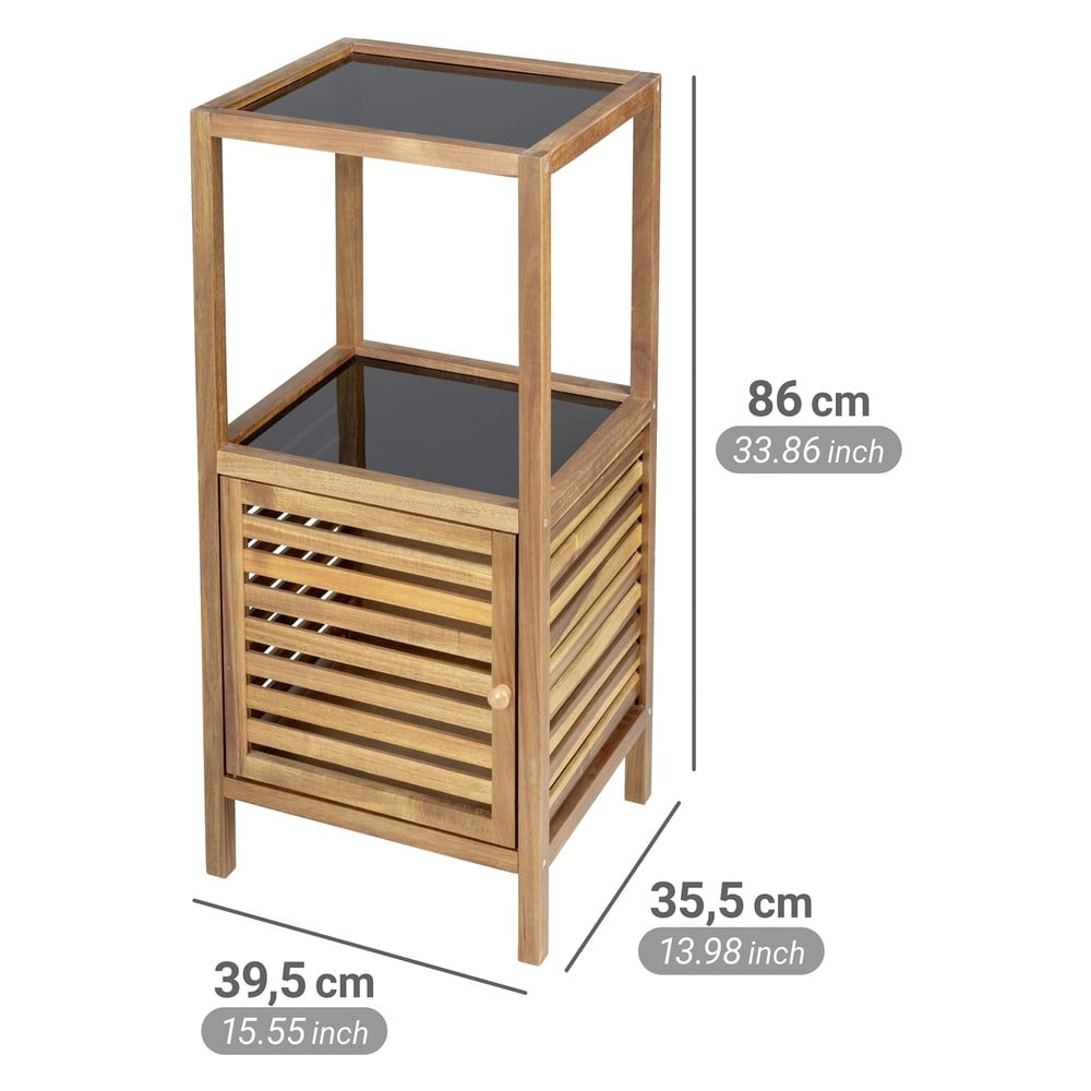 Czarno-naturalna niska wąska szafka łazienkowa z litego drewna akacjowego 39,5x86 cm Fondi – Wenko (zdjęcie 5)