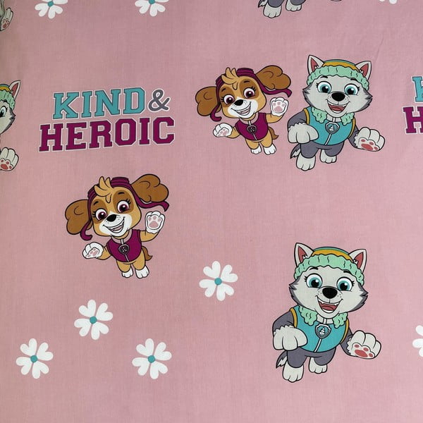 Różowa bawełniana pościel dziecięca jednoosobowa 140x200 cm Paw Patrol "Heroic" – Jerry Fabrics-image-4