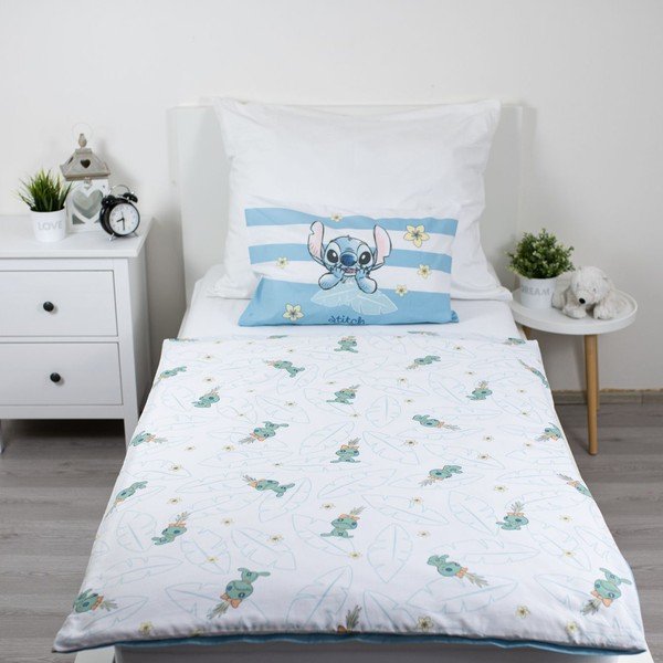 Jasnoniebieska bawełniana pościel dziecięca do łóżeczka 100x135 cm Lilo & Stitch "Tropical Hugs" – Jerry Fabrics-image-3