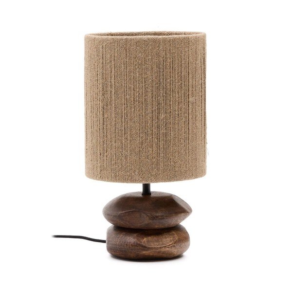 Lampa stołowa z litego drewna akacjowego w ciemnym naturalnym kolorze (wysokość 43 cm) Kor – Kave Home
