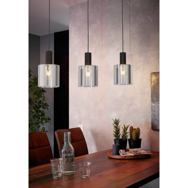 Czarna lampa wisząca ze szklanym kloszem GOROSIBA – EGLO-image-1