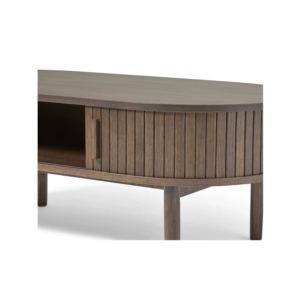 Stolik w dekorze dębu w ciemnym naturalnym kolorze 60x120 cm Meta – Unique Furniture (zdjęcie 3)