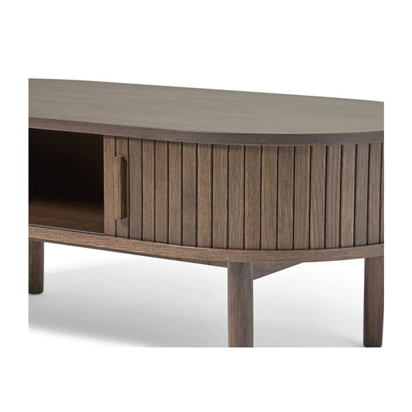 Stolik w dekorze dębu w ciemnym naturalnym kolorze 60x120 cm Meta – Unique Furniture-image-2
