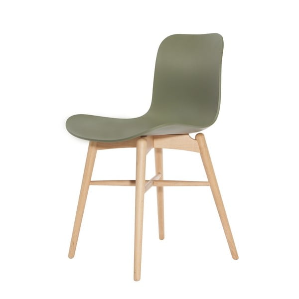 Zielone krzesło do jadalni z litego drewna bukowego NORR11 Langue Natural