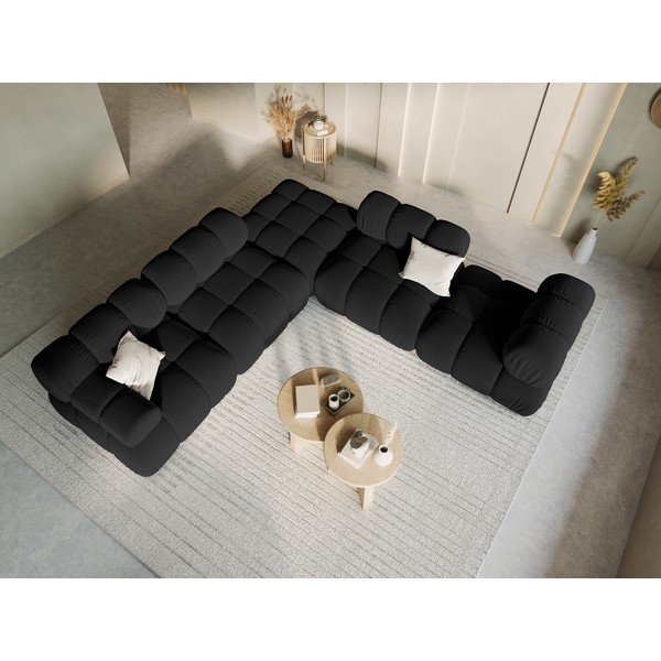 Czarny aksamitny moduł sofy (lewostronny) Bellis – Micadoni Home-image-1