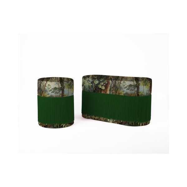 Puf z motywem tropikalnym i z aksamitnym obiciem Velvet Atelier-image-1