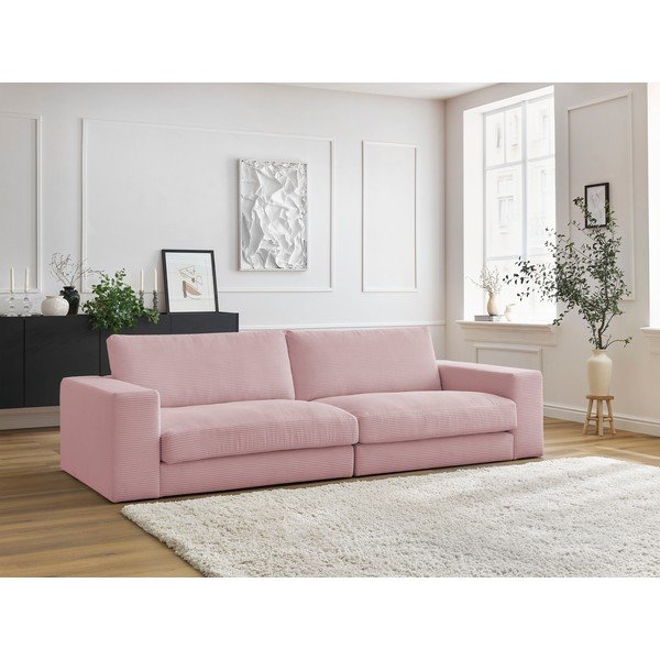 Różowa sztruksowa sofa 274 cm Leonard – Bobochic Paris-image-1